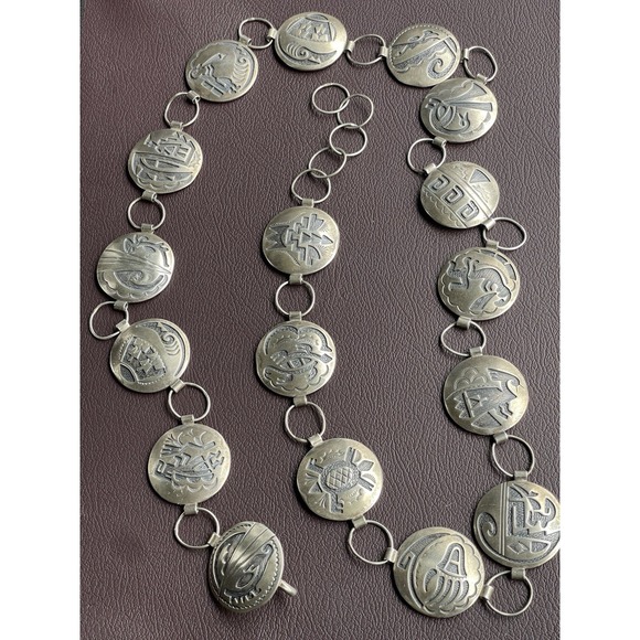 NATIVE AMERICAN HANDMADE STERLING SILVER HOPI CONCHO UNISEX BELT main image 8